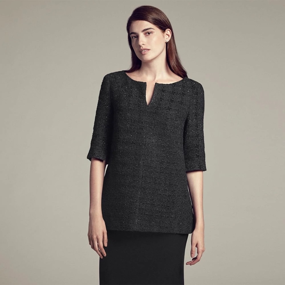 MM LaFleur Mitford Top- Onyx Tweed